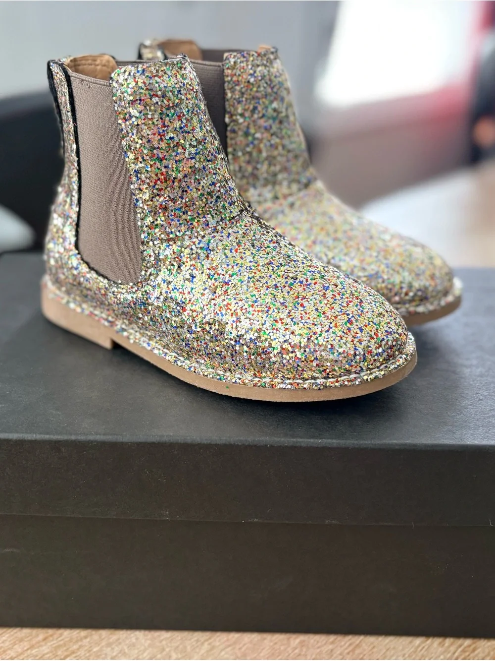 J. Crew Factory Kids Multi-Glitter Ankle Boots